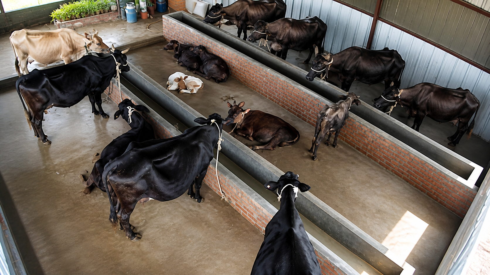 Cattle shed at Vedic Farm